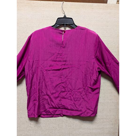 S G Sport Career long Sleeve Pullover Blouse Shirt LARGE Purple Keyhole Back - Picture 4 of 5